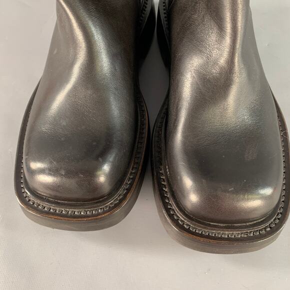 PRADA Size 7 Brown Leather Hook Loop Engineer Boots - Picture 8 of 8